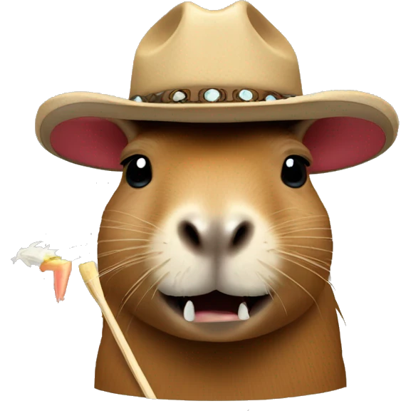 capybara with a cowboy hat and a tooth pick in mouth emoji