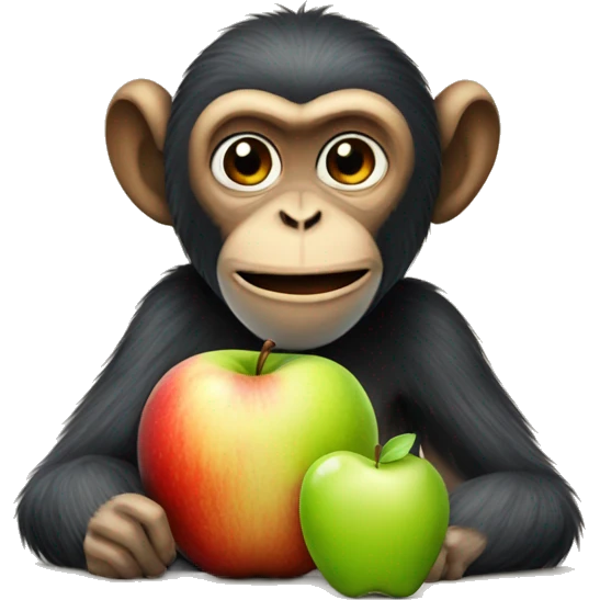 monkey with apple emoji