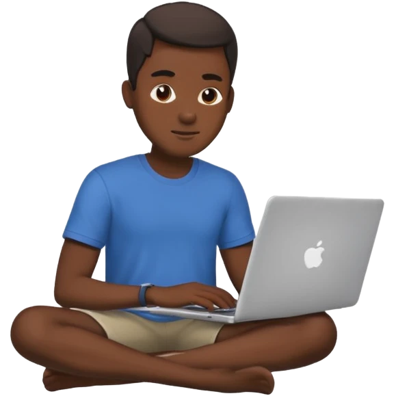 its a black colored man sitting working on a laptop with no face or anything emoji