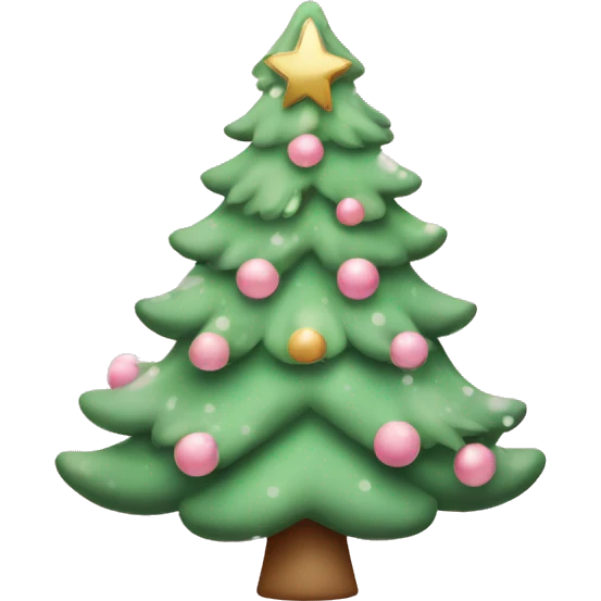 cute Christmas tree in a pinky snowy color with bows and retro theme  emoji