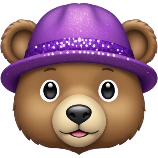 Urso adulto com boné roxo com glitter emoji