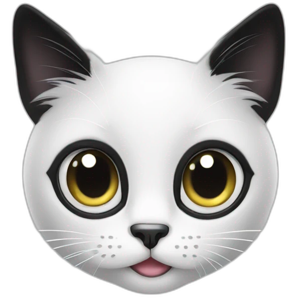 A White and Black cat wit very big eyes emoji