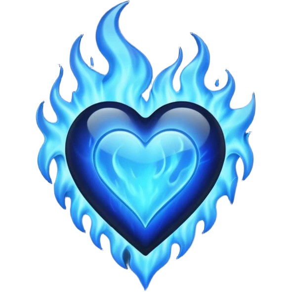 Black heart with blue flames emoji