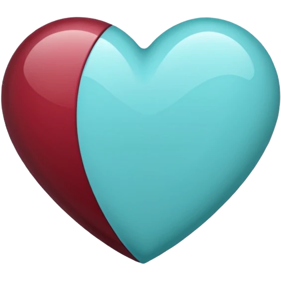 I need a heart with teal, maroon, and light blue in it. emoji