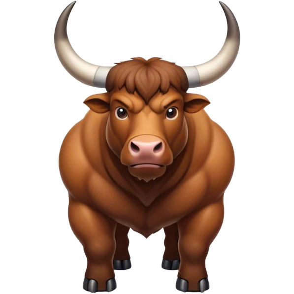 A top-down view of a strong, muscular bull standing in a natural environment. emoji