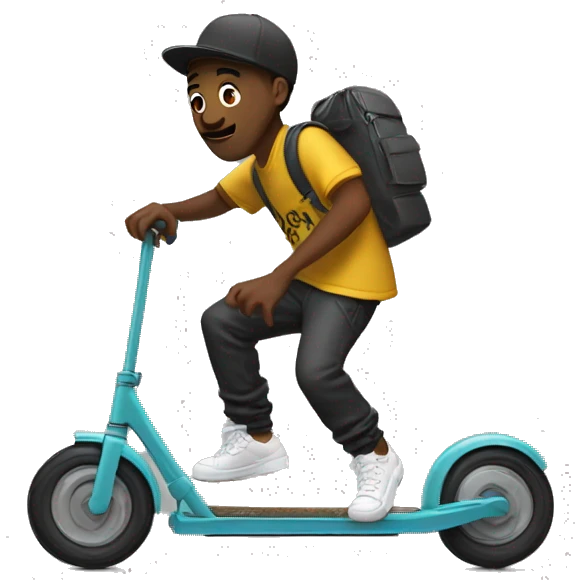 streetwear guy doing freestyle scootering emoji