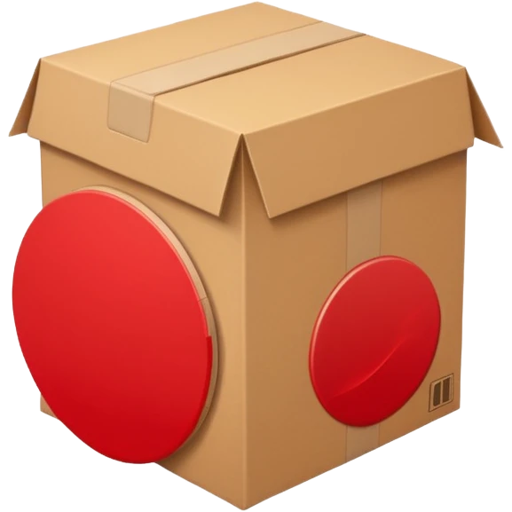 simbolo de prohibido y que esté tachando una caja de cartón de un paquete enviado emoji