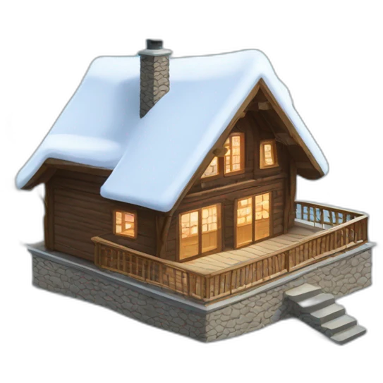 Montagne neige chalet  emoji