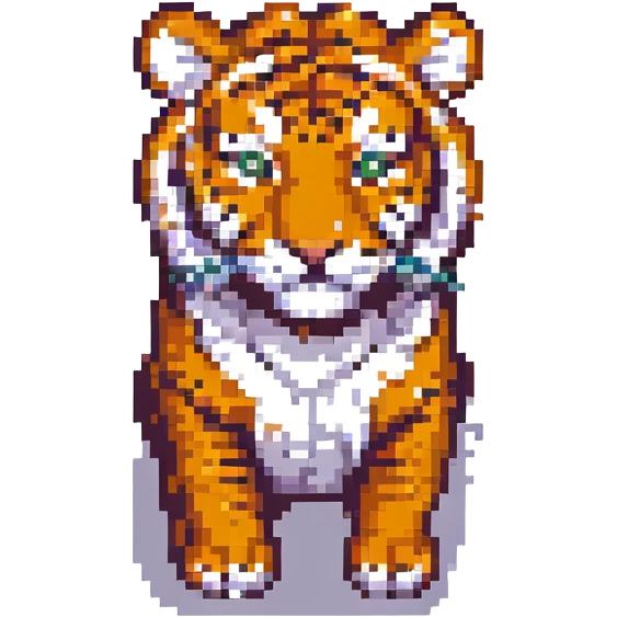 Add a pixel art jungle background while keeping the tiger as the main focus. emoji