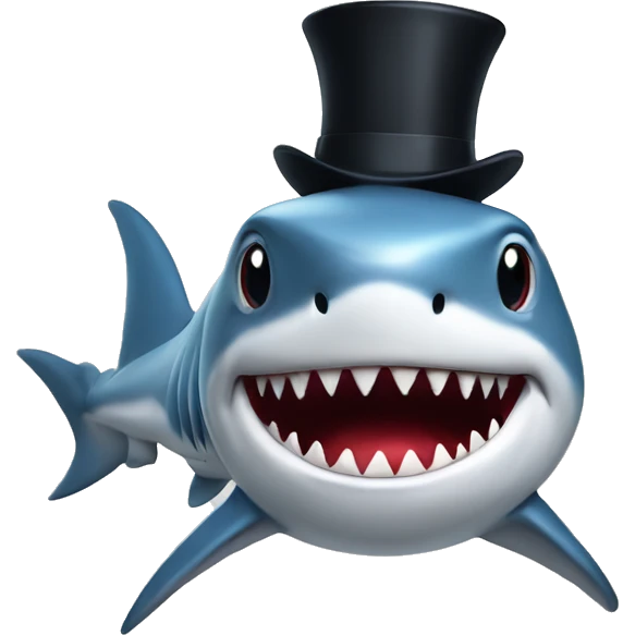 Shark with a top hat emoji