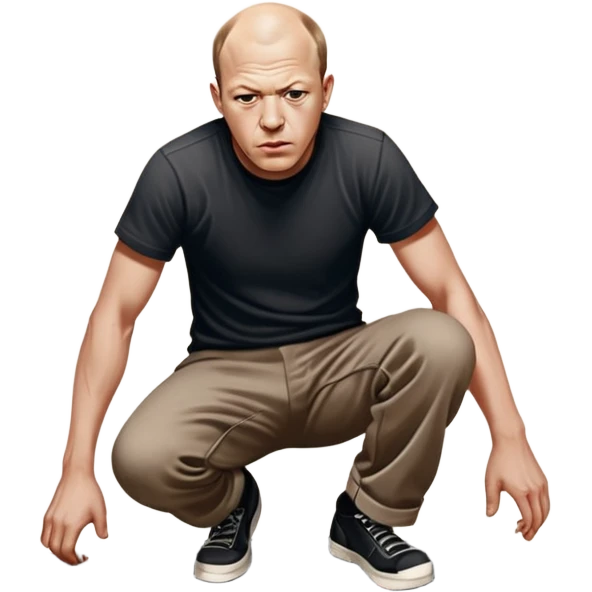 Jackson pollock the abstract artist flicking black white and red paint onto a canvas on the ground emoji