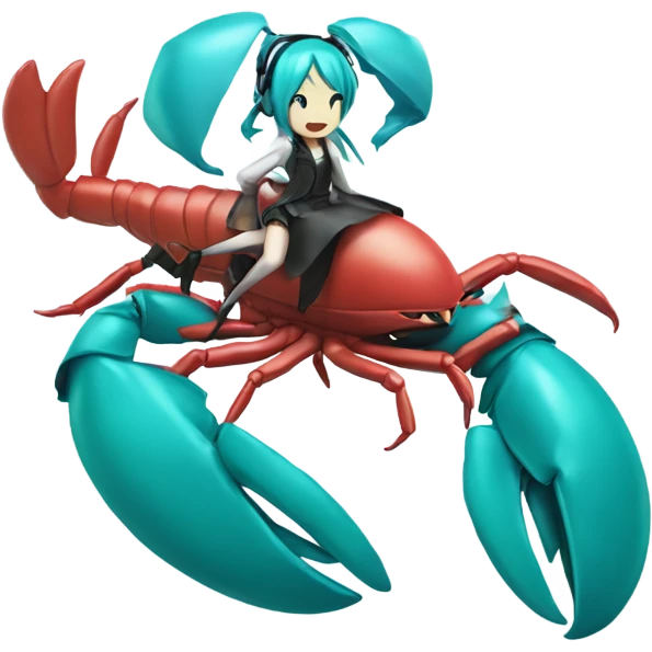 Hatsune miku riding a blue lobster emoji