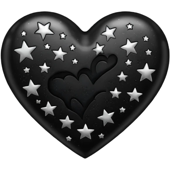 emo heart with black stars emoji