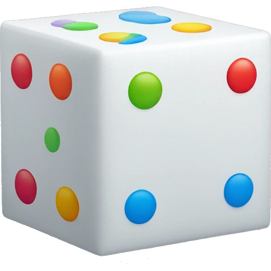 1 withe cube with a coloured dot on every side emoji
