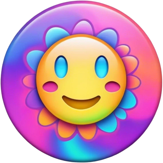 A round psychedelic colored button emoji