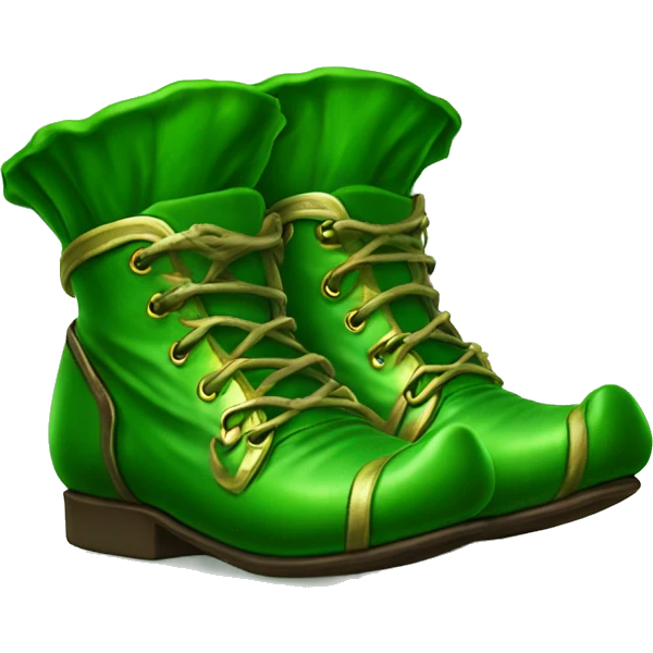 Realistic green pair of leprechaun elf shoes. emoji