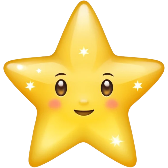 Generate a high-quality 3D cartoon-style emoji of a yellow sparkling star, glittering and shining effect, smooth gradient colors, rounded and cute appearance, no human faces, simple white background, high-resolution.

 emoji
