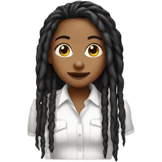 Tan girl with black locs dark white tied shirt  emoji