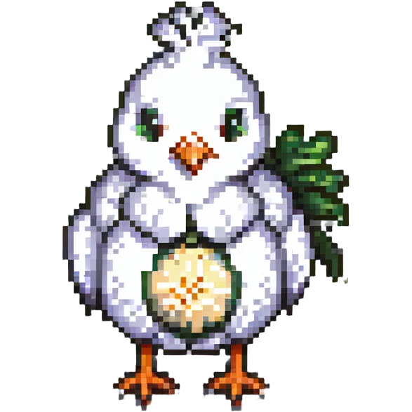 bird with a body like a garlic bulb, pixel art style emoji