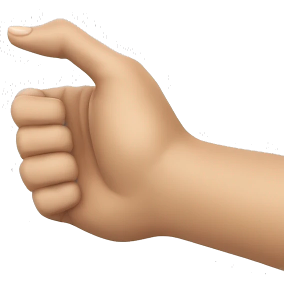 un símbolo de mano... entrelaza sus dedos y pone su pulgar en la mano emoji