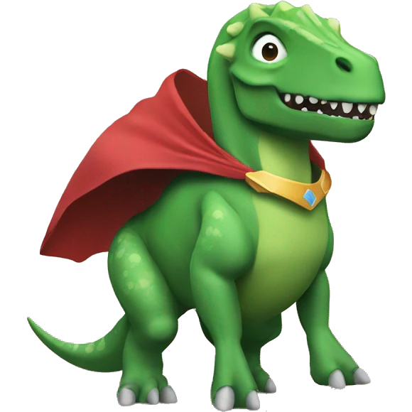 Dinosaur with hero cape and hero mask emoji