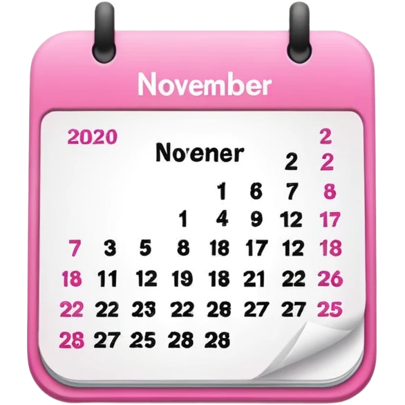 pink calendar of days in november 2025 in poppins text form emoji