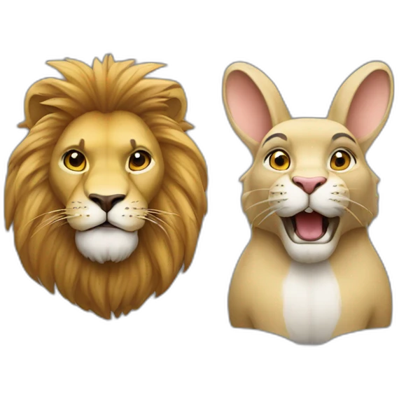 Lapin et lion emoji