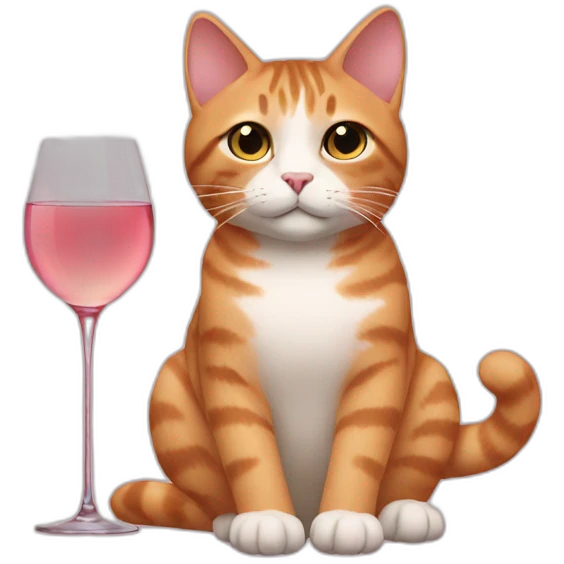 cat with rosé emoji