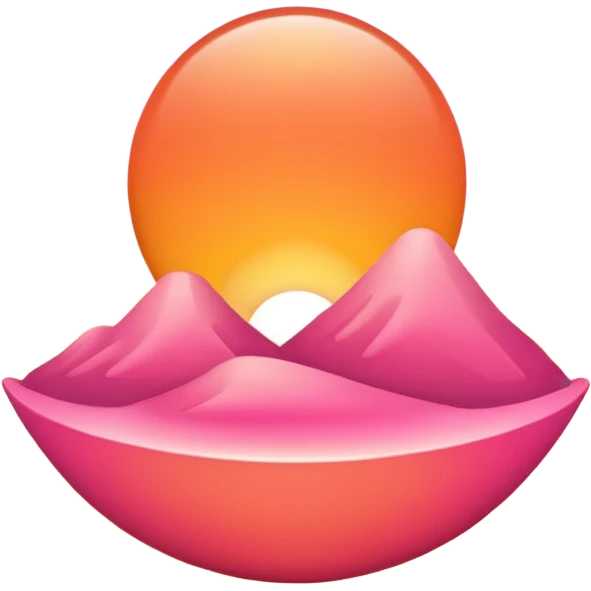 Simple sunset emoji 🍽️, clean 3D style, smooth rounded shapes, warm orange-pink sky, glossy shiny surface, soft studio lighting, cute emoji look, minimal city silhouette, no text, no shadow, transparent background, high-quality 3D render. emoji