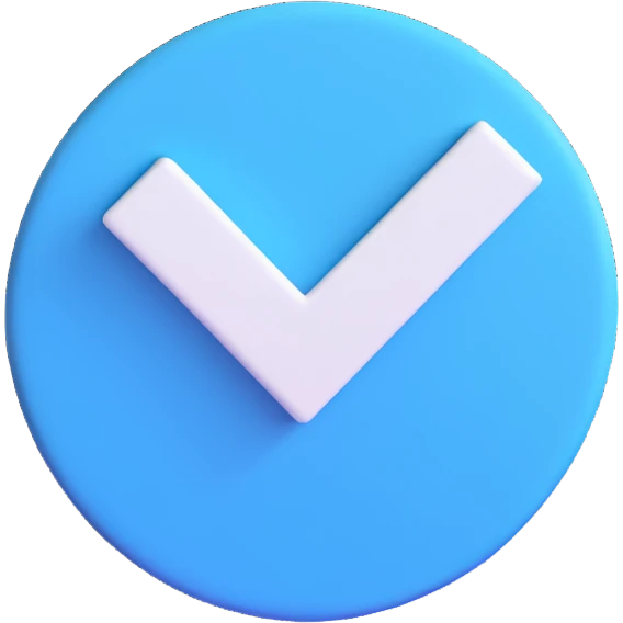 blue circle with a white check mark emoji