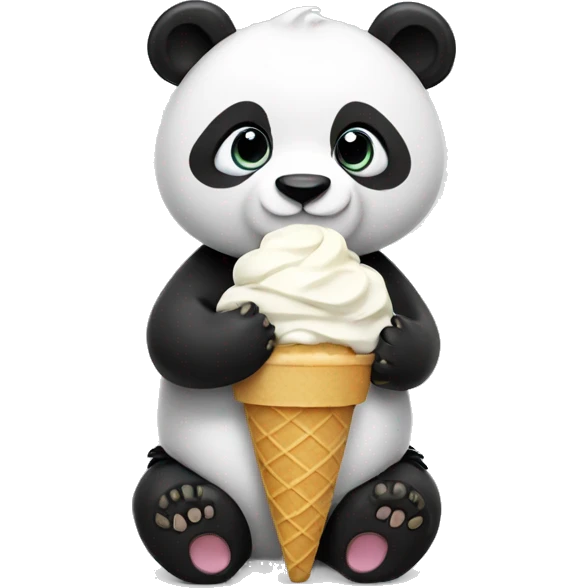 Panda eating ice cream emoji