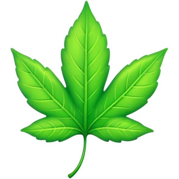 A neon green leaf emoji, iPhone emoji style, glossy and smooth, cartoonish, vibrant neon green color, high detail, simple and cute design, isolated on white background, centered c

 emoji