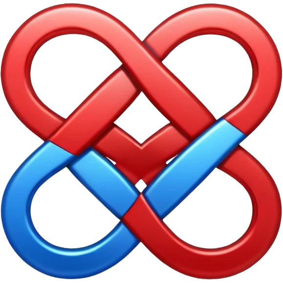 Single infinty logo with blue red emoji