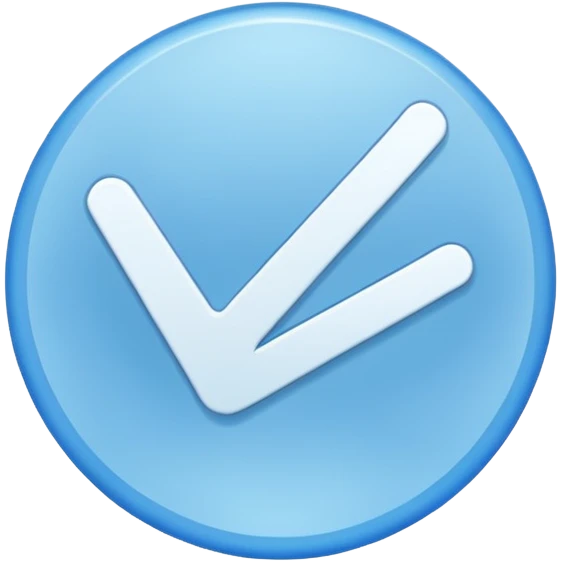 Blue circle with irregularities on it on it is boundaries and it should have a white tick no face emoji