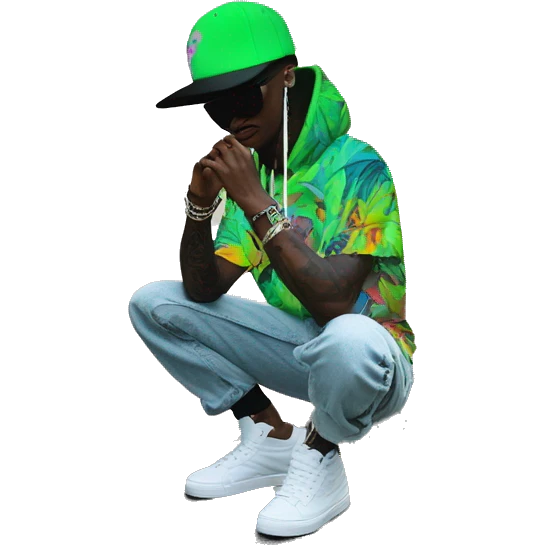 Multicoloured neon black and green graffiti person smoking wearing hoodie dancing hip hop bucket hat tropical Skater fashion aesthetic baggy clothes graphic t shirt 420 emoji