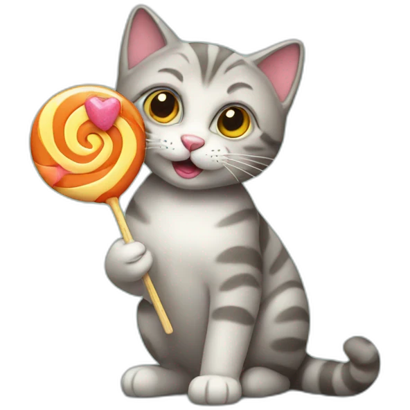 Cat holding lollipop emoji