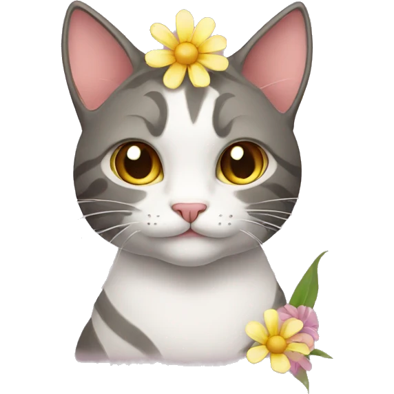 cat with flower emoji