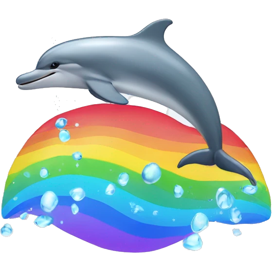 Dolphin in front of a rainbow emoji