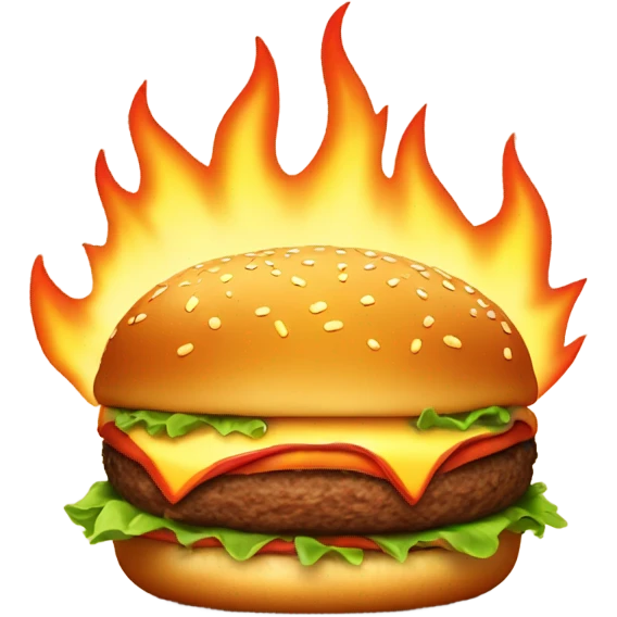 Burger patty on fire  emoji