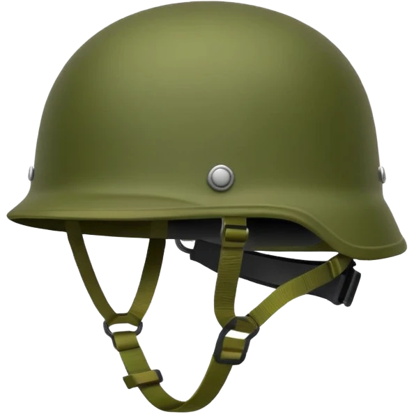 modern NATO military helmet, emoji style, green or olive color, distinctive shape, accessory mounts, strap emoji