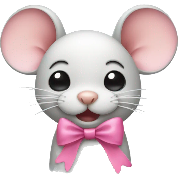 crying mouse with pink bow on ear emoji