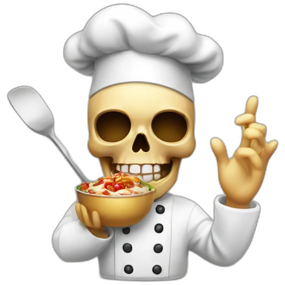 skull chef blowing a kiss heart emoji