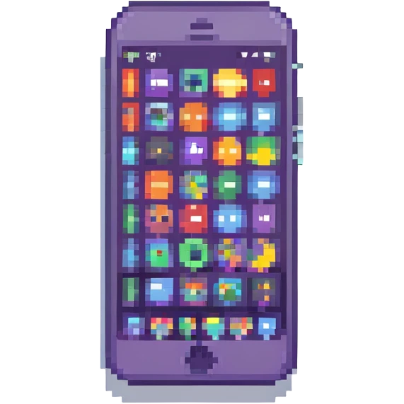 iPhone pixel art style with colorful app icons emoji