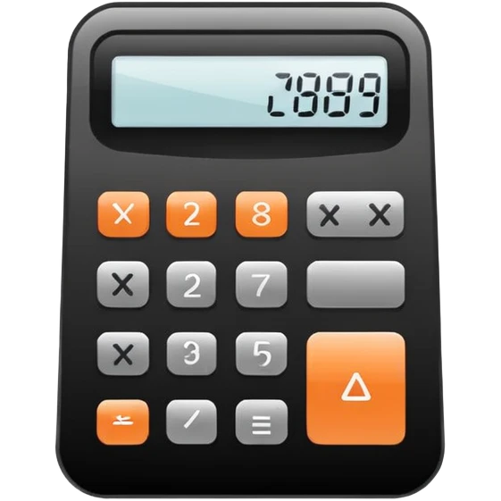 Minimalistic flat vector icon, iOS style, thin black contour on white background. Calculator and geometric shapes (triangle, circle). No text, no shadows. emoji