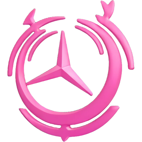 3D Mercedes-Benz logo, light pink color, realistic, glossy finish emoji