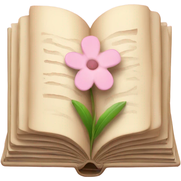 Beige Open book with light pink flower inside emoji