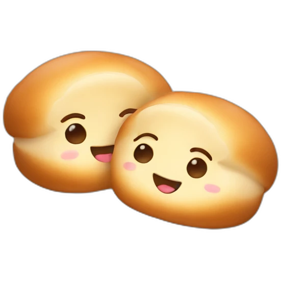 two breakfast buns hanging out and cuddling emoji