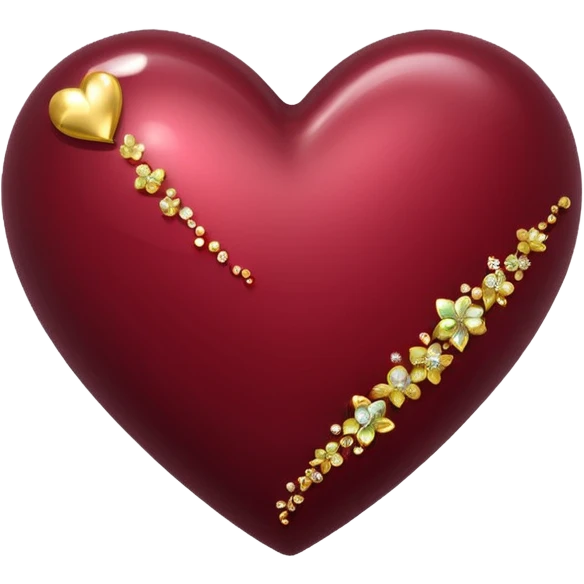 Maroon heart with 3 golden sparkles emoji
