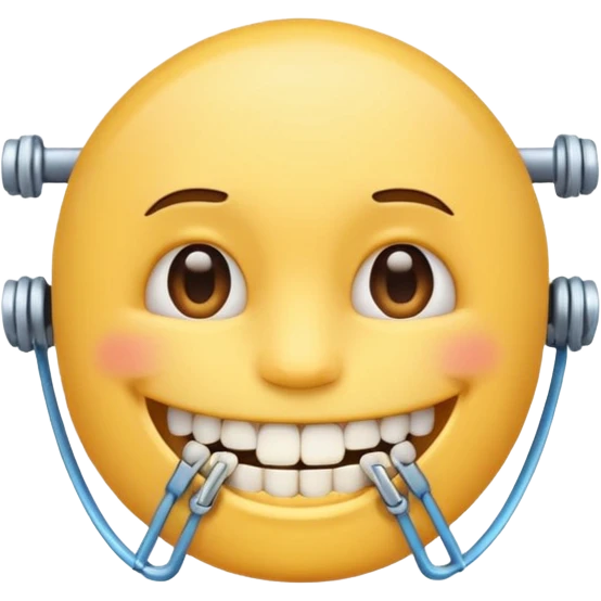 Emoji avec un appareil dentaire et des bagues sur les dents  emoji