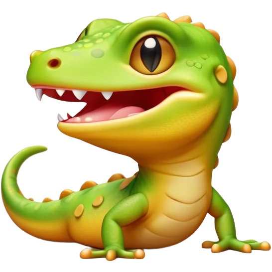 Cinematic Cute Yawning Gecko Portrait Emoji, Head tilted slightly with a dramatic, wide-open yawn, showcasing a compact, smooth-scaled body with slightly drooping eyelids and a relaxed, open-mouthed expression, Simplified yet irresistibly adorable features, highly detailed, glowing with a soft, cozy ambient glow, high shine, relaxed yet expressive, stylized with a hint of whimsical charm, soft glowing outline, capturing the essence of a drowsy yet affectionate gecko that appears ready to stretch out for a nap! emoji